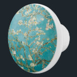 Pomo De Cerámica Flores de almendro de Van Gogh<br><div class="desc">Flores de almendro de Van Gogh en St. Remy,  verde azulado</div>