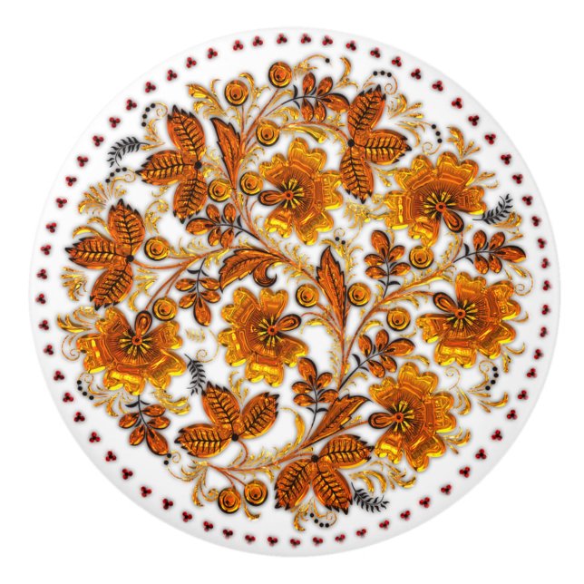 Pomo De Cerámica Flores de ámbar País elegante (Anverso)