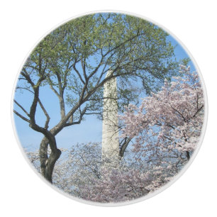 Pomo De Cerámica Flores de cerezo y el monumento de Washington en D