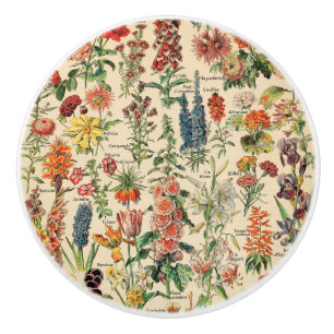 Pomo De Cerámica Flores de época de Adolphe Millot