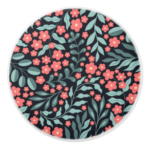Pomo De Cerámica Flores de estilo retro rosado florecientes al esti
