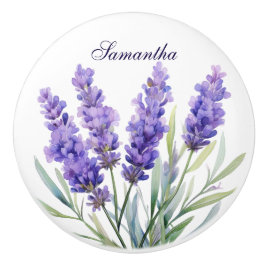 Pomo De Cerámica Flores de lavanda acuarela