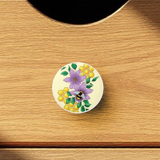 Pomo De Cerámica Flores de lavanda de abedul amarillo (Subido por el creador)