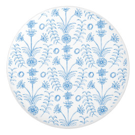 Pomo De Cerámica Flores de Loto Azules Mesopotámicos Mediterráneos 