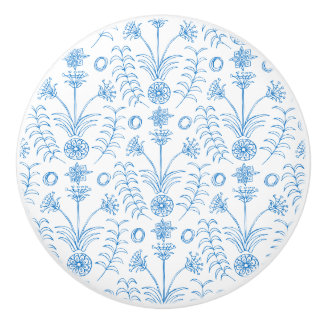 Pomo De Cerámica Flores de Loto Azules Mesopotámicos Mediterráneos