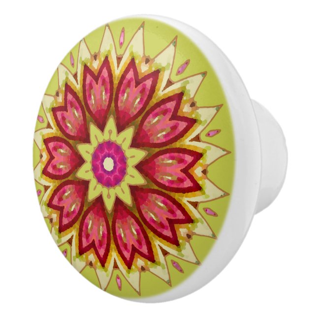 Pomo De Cerámica Flores de manta en verde (Derecha)