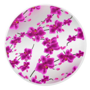 Pomo De Cerámica Flores de Orquídea Floral Elegante