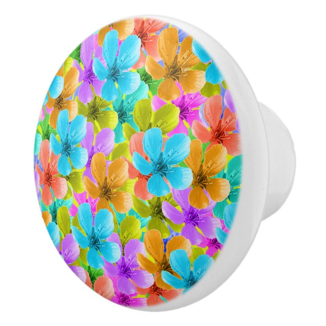 Pomo De Cerámica Flores de primavera multicolor, (Derecha)