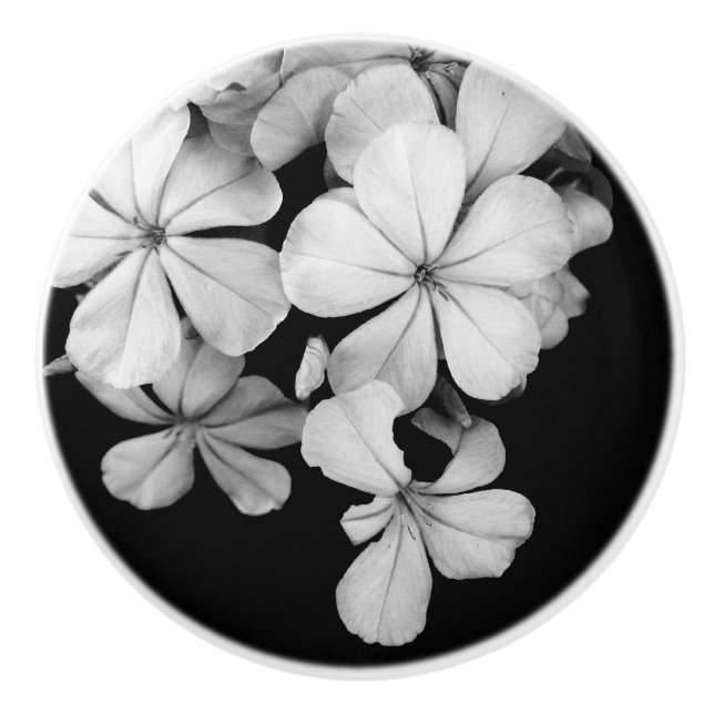 Pomo De Cerámica Flores elegantes de B&W (Anverso)