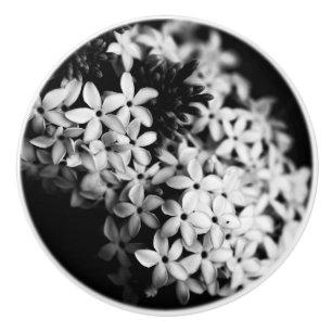 Pomo De Cerámica Flores en Blanco y Negro