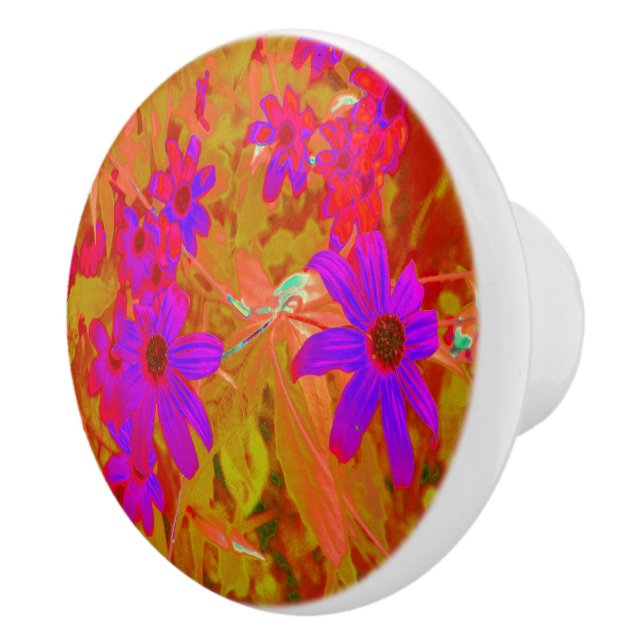 Pomo De Cerámica Flores naturales coloridas ultravioletas, magenta  (Derecha)