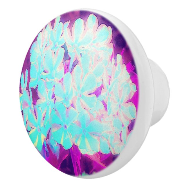 Pomo De Cerámica Flores Phlox de hierbabuena con hierbabuena azul d (Derecha)