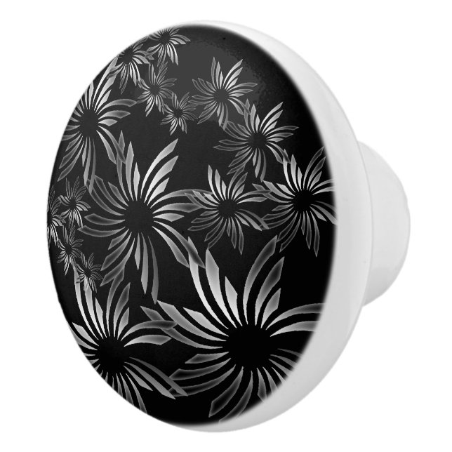 Pomo De Cerámica Flores plateadas (Derecha)