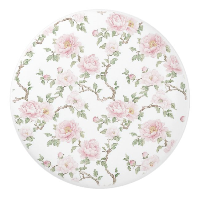 Pomo De Cerámica Flores Rosa Rubor (Anverso)
