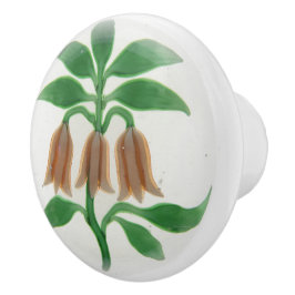 Pomo De Cerámica Flores rosas Forma de Campana Elegante Victoriano