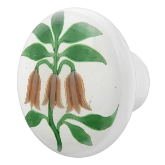 Pomo De Cerámica Flores rosas Forma de Campana Elegante Victoriano (Derecha)