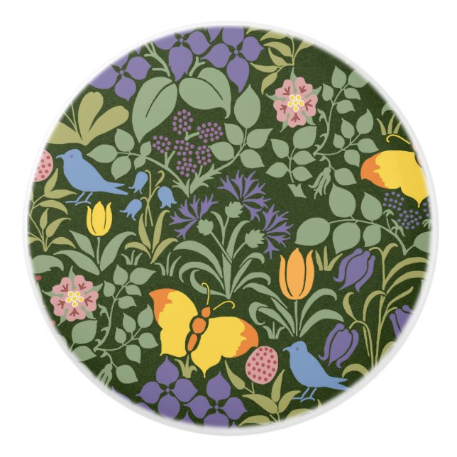 Pomo De Cerámica Flores salvajes de Voysey (Anverso)