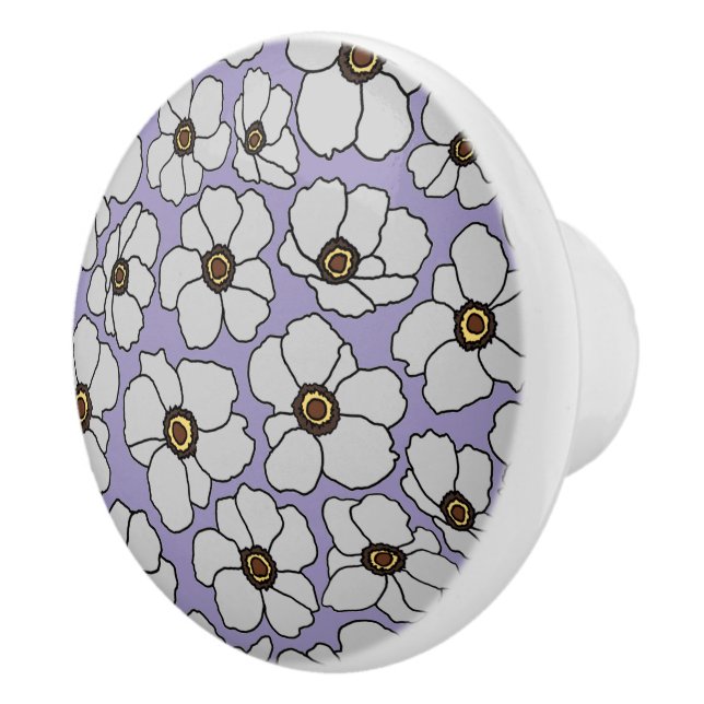 Pomo De Cerámica Flores silvestres boho sobre lavanda  (Derecha)