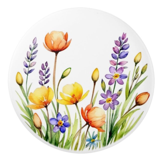 Pomo De Cerámica Flores silvestres cuatro (Anverso)