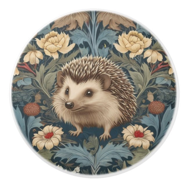 Pomo De Cerámica Flores tradicionales de Hedgehog estilo William Mo (Anverso)