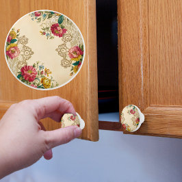 Pomo De Cerámica Flores Vintage Y Lace