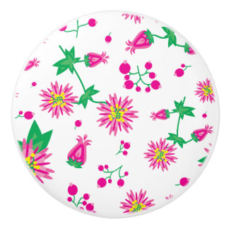 Pomo De Cerámica Flores y bayas