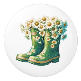 Pomo De Cerámica Flores y botas de jardín