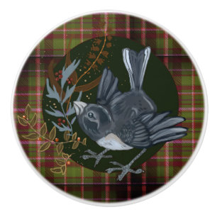 Pomo De Cerámica Folaige de bosques y aves de Junco