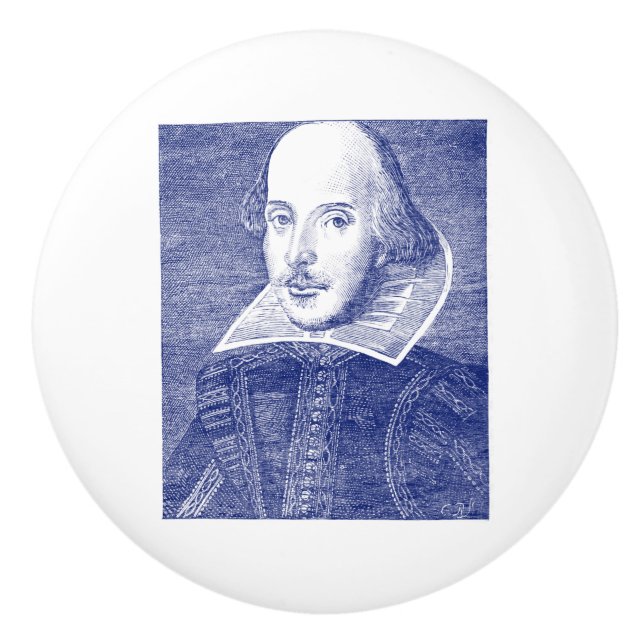 Pomo De Cerámica Folio del retrato de William Shakespeare primer (Anverso)