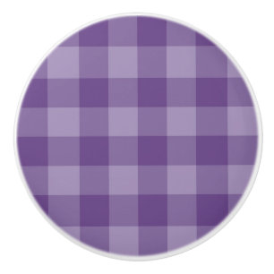 Pomo De Cerámica Fondo a cuadros violeta