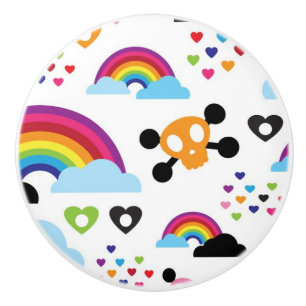 Pomo De Cerámica Fondo adolescente del cráneo del arco iris del em