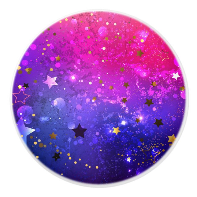 Pomo De Cerámica Fondo azul rosa brillante (Anverso)