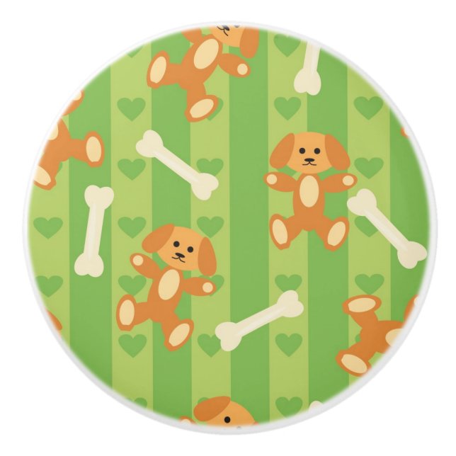 Pomo De Cerámica fondo con los perros y los huesos (Anverso)