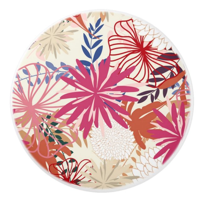 Pomo De Cerámica Fondo floral 3 (Anverso)