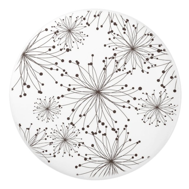 Pomo De Cerámica Fondo floral retro (Anverso)