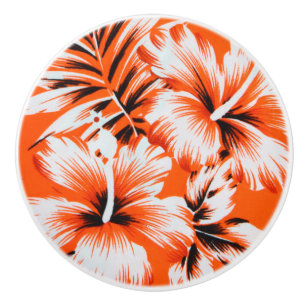 Pomo De Cerámica Fondo hawaiano de la flor del hibisco