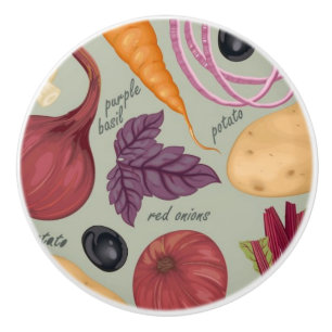 Pomo De Cerámica Fondo retro de verduras frescas