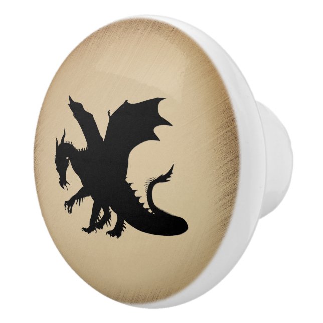 Pomo De Cerámica Fondo rústico del dragón negro (Derecha)