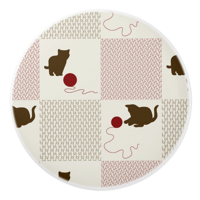 Pomo De Cerámica Fondos de los gatitos (Anverso)