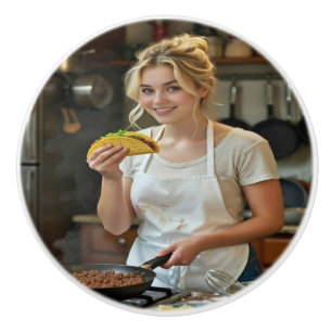 Pomo De Cerámica Foto de comer tacos personalizar