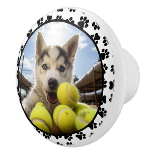 Pomo De Cerámica Foto de personalizable Paw-trait Perfection