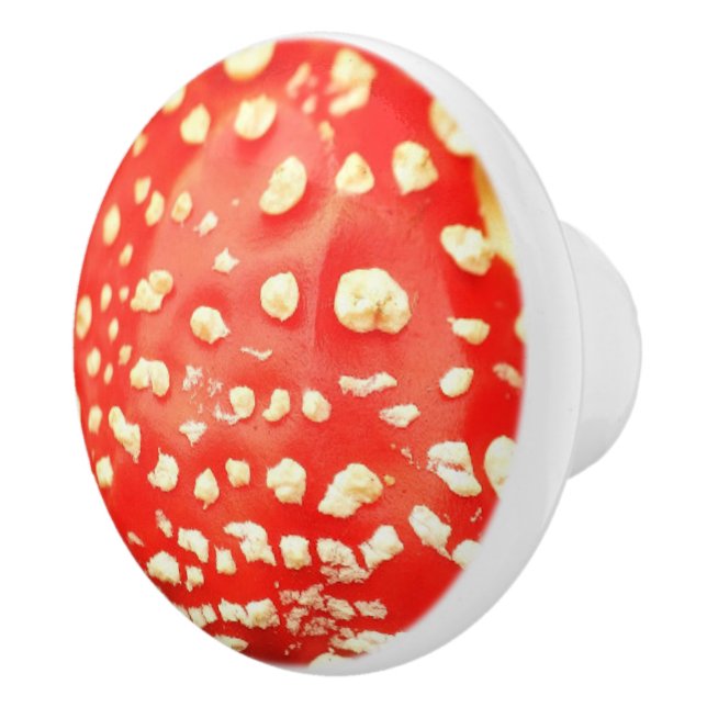 Pomo De Cerámica Fotografía de setas rojas y blancas (Derecha)