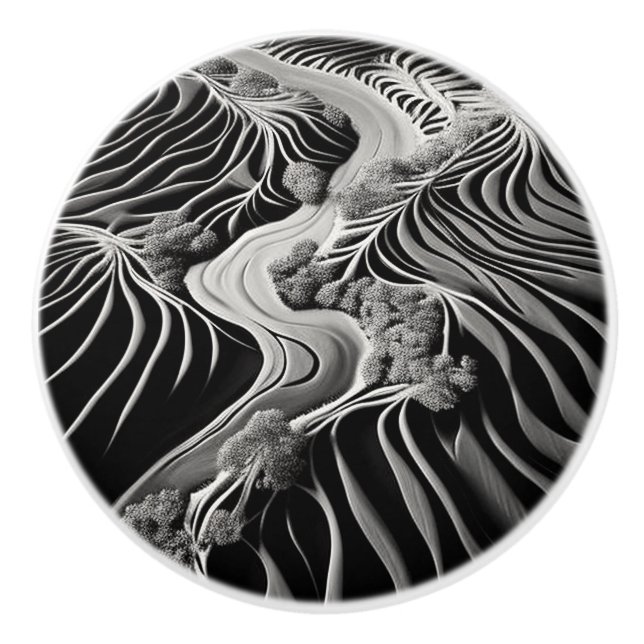 Pomo De Cerámica Fractal Flow (Anverso)