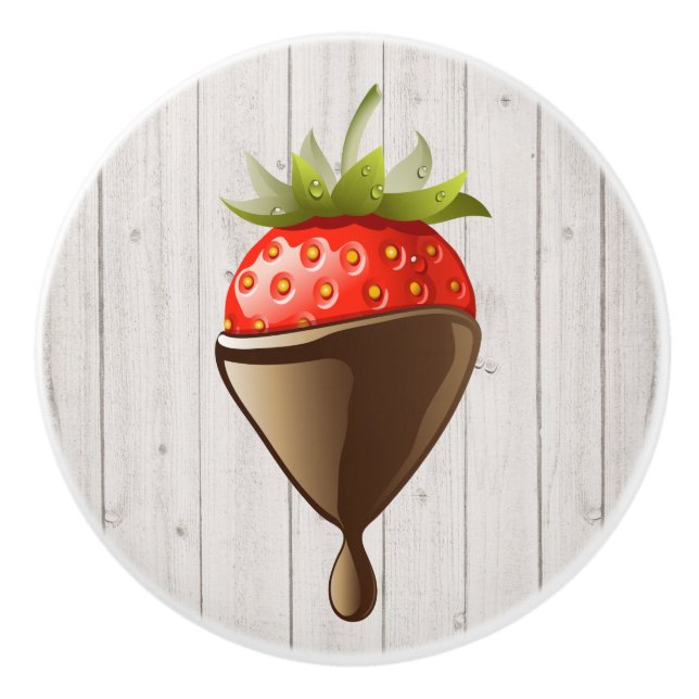 Pomo De Cerámica Fresa Decadente en Cajones de Chocolate (Anverso)