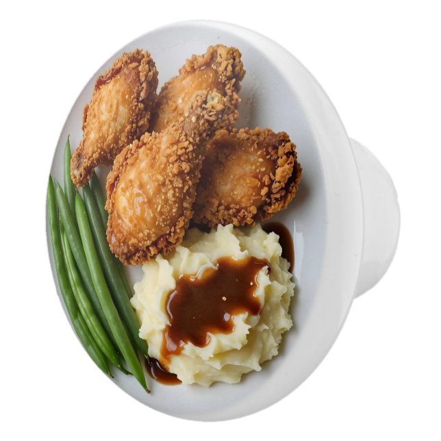Pomo De Cerámica Fried Chicken, Mashed Potatoes and Green Beans (Derecha)