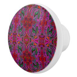 Pomo De Cerámica Frio Patrón Ondulado Magenta, Rojo y Verde Trippy