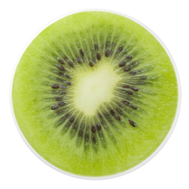 Pomo De Cerámica Fruta de kiwi fresca. Primer redondo de la (Anverso)