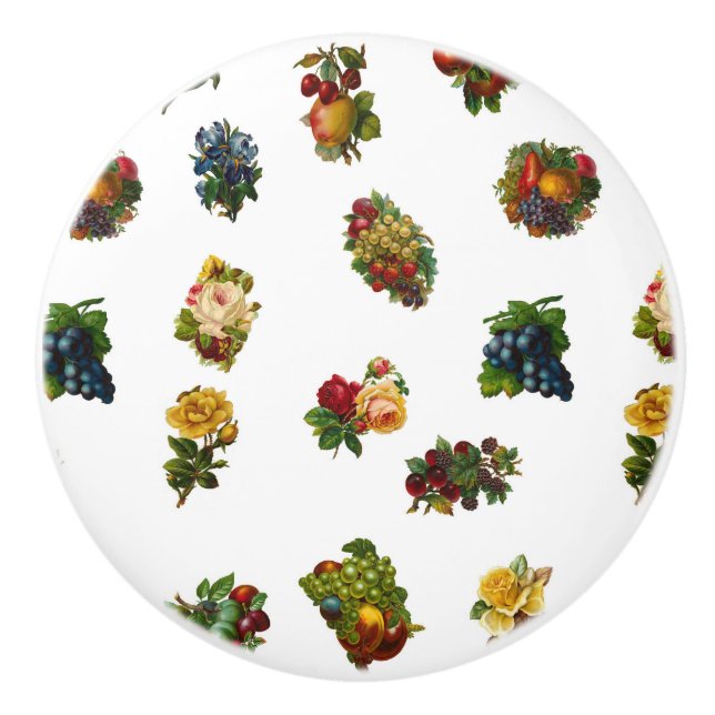 Pomo De Cerámica Frutas y flores de época (Anverso)