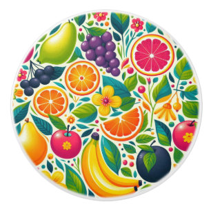 Pomo De Cerámica Frutos coloridos