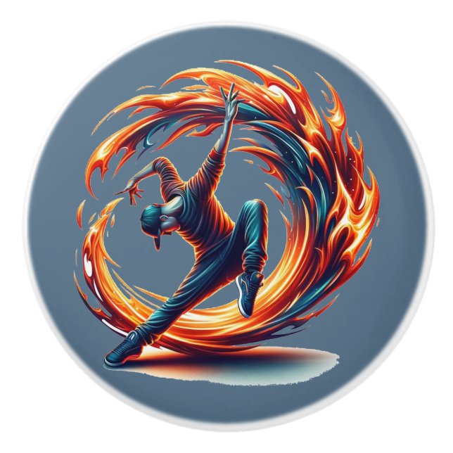 Pomo De Cerámica Fuego callejero de ruptura con energía urbana (Anverso)